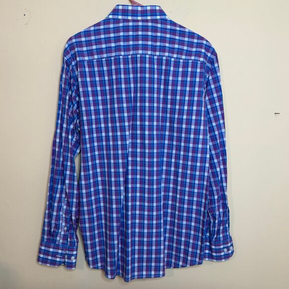Tallia Shirt Mens Large Purple Check Long Sleeve Button Up Casual - Picture 4 of 4
